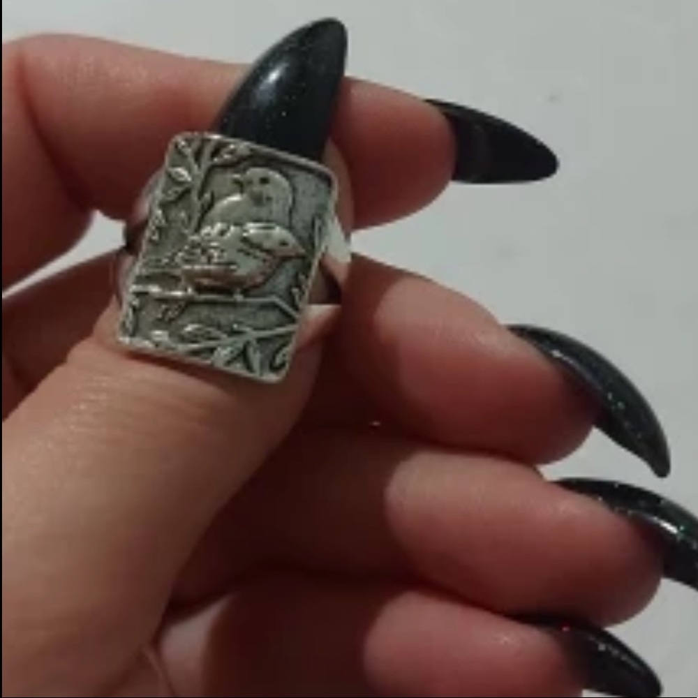 New Womans Princess Jewelry S925 Sterling Silver Handmade Vintage Love Bird Ring - Picture 8 of 13